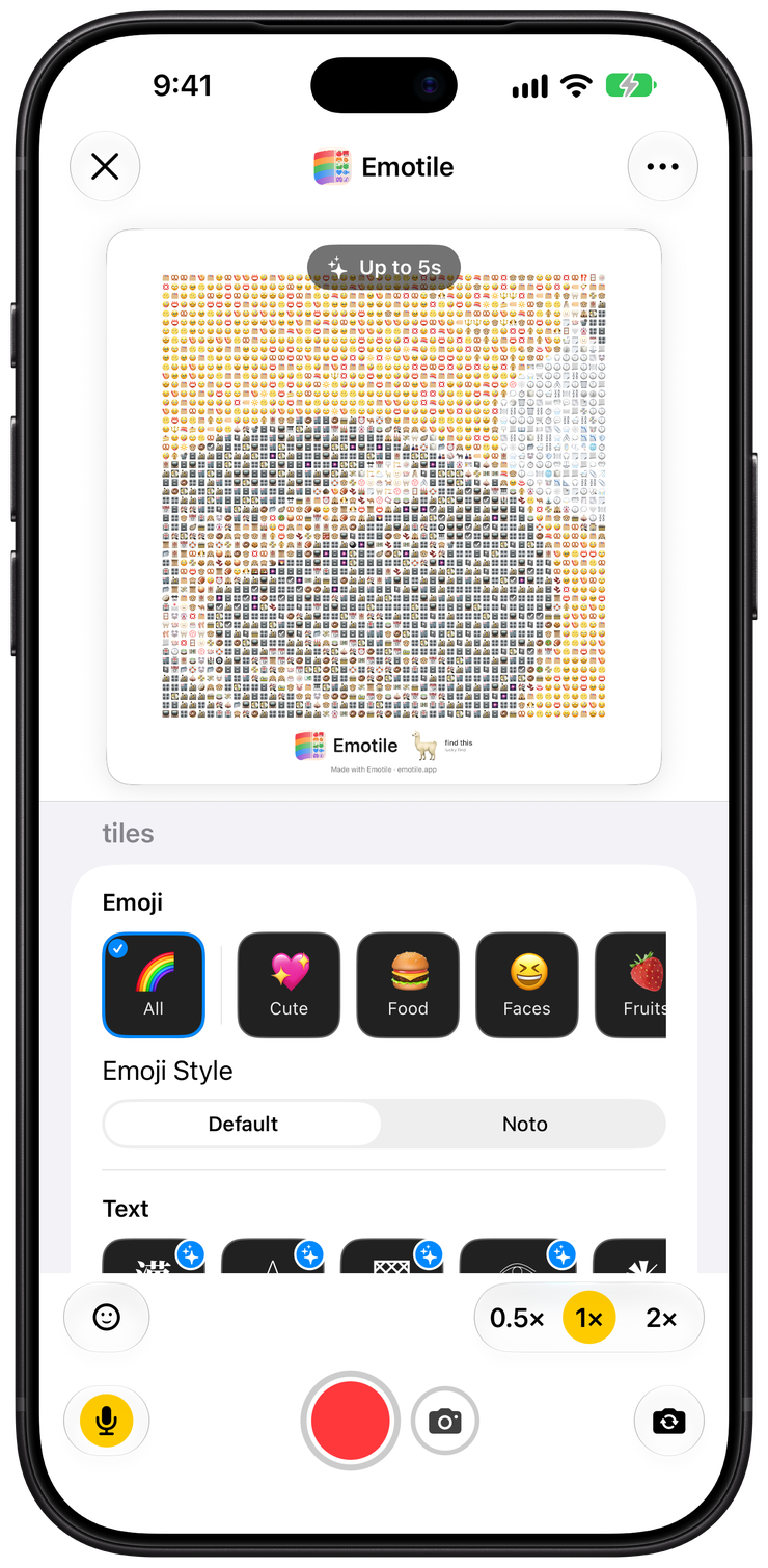 Cake and coffee becoming an emoji mosaic live in Emoji Camera