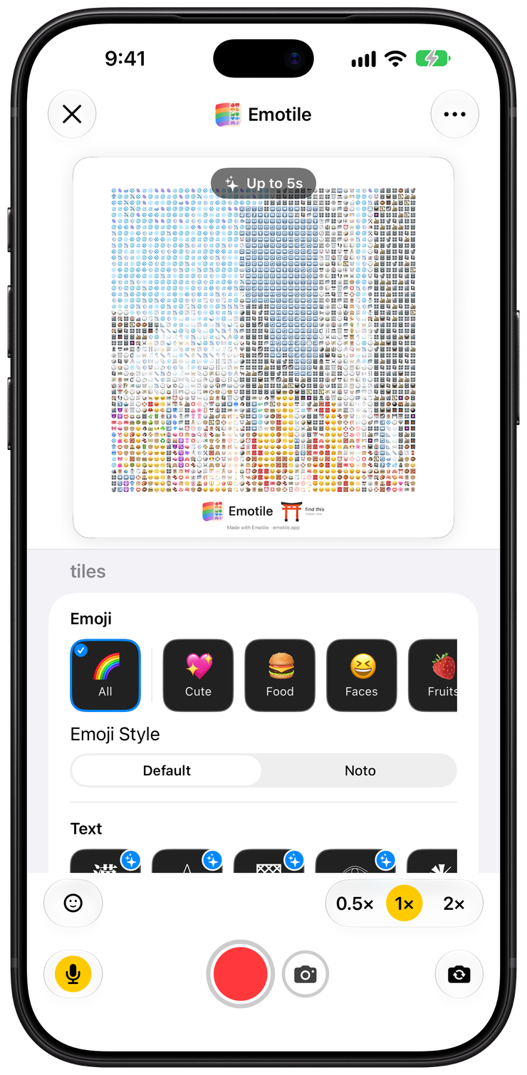 Colorful street-art poles becoming an emoji mosaic live in Emoji Camera